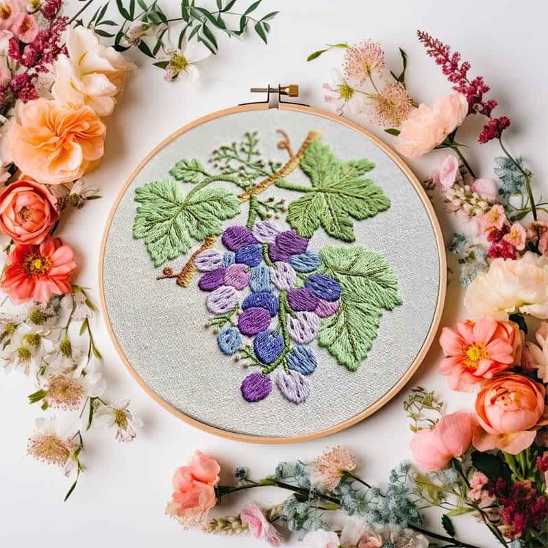 Rubbyoo Embroidery Kit - Grapes | DIY Craft Kit - image 1