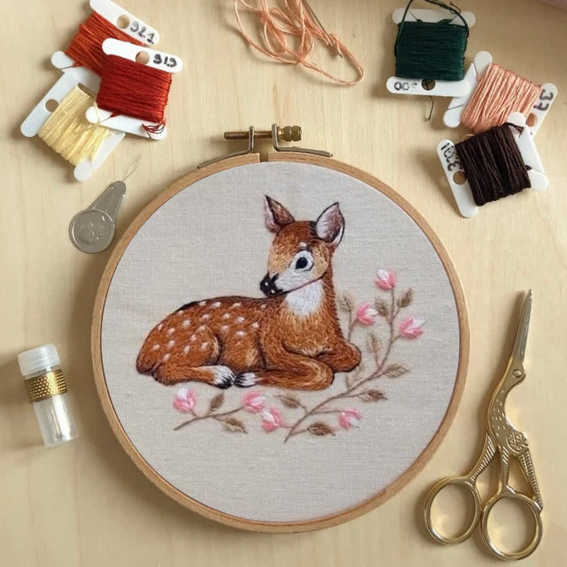 Rubbyoo Embroidery Kit - Wildflower Fawn | DIY Craft Kit - image 2