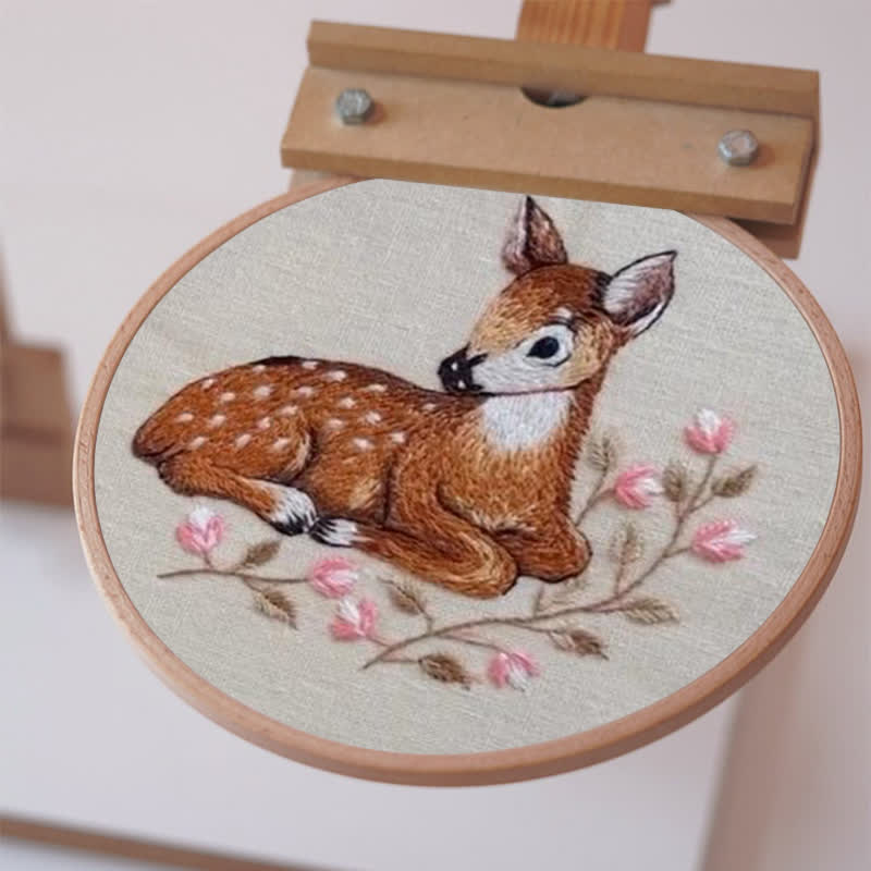 Rubbyoo Embroidery Kit - Wildflower Fawn | DIY Craft Kit - image 1