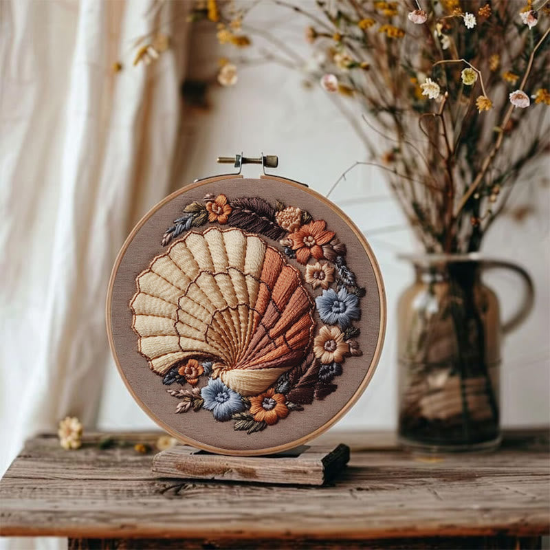 Rubbyoo Embroidery Kit -  Floral Seashell | Handmake Craft Kit - image 2