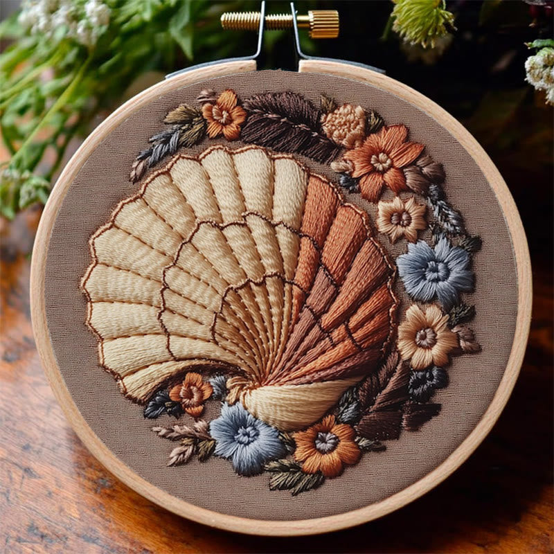 Rubbyoo Embroidery Kit -  Floral Seashell | Handmake Craft Kit - image 5