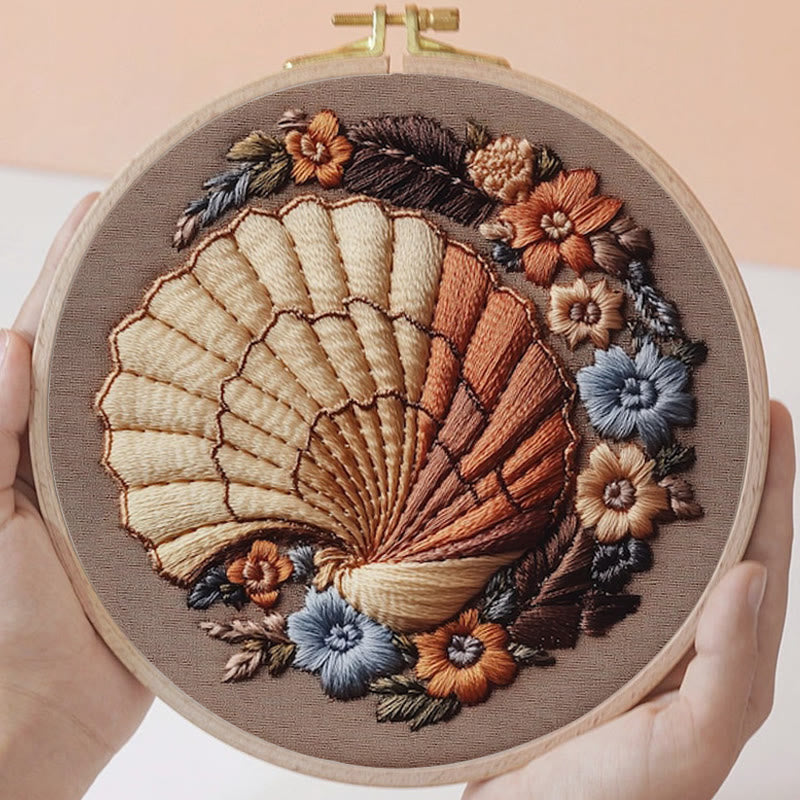 Rubbyoo Embroidery Kit -  Floral Seashell | Handmake Craft Kit - image 8