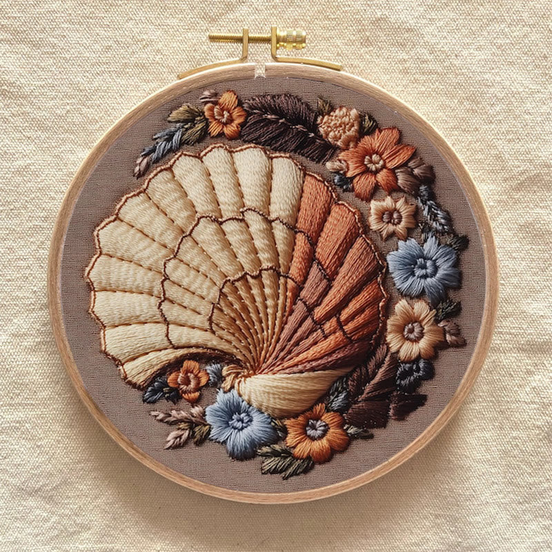 Rubbyoo Embroidery Kit -  Floral Seashell | Handmake Craft Kit - image 3