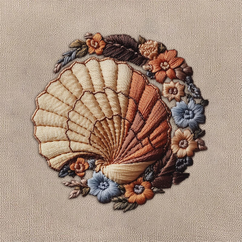 Rubbyoo Embroidery Kit -  Floral Seashell | Handmake Craft Kit - image 9