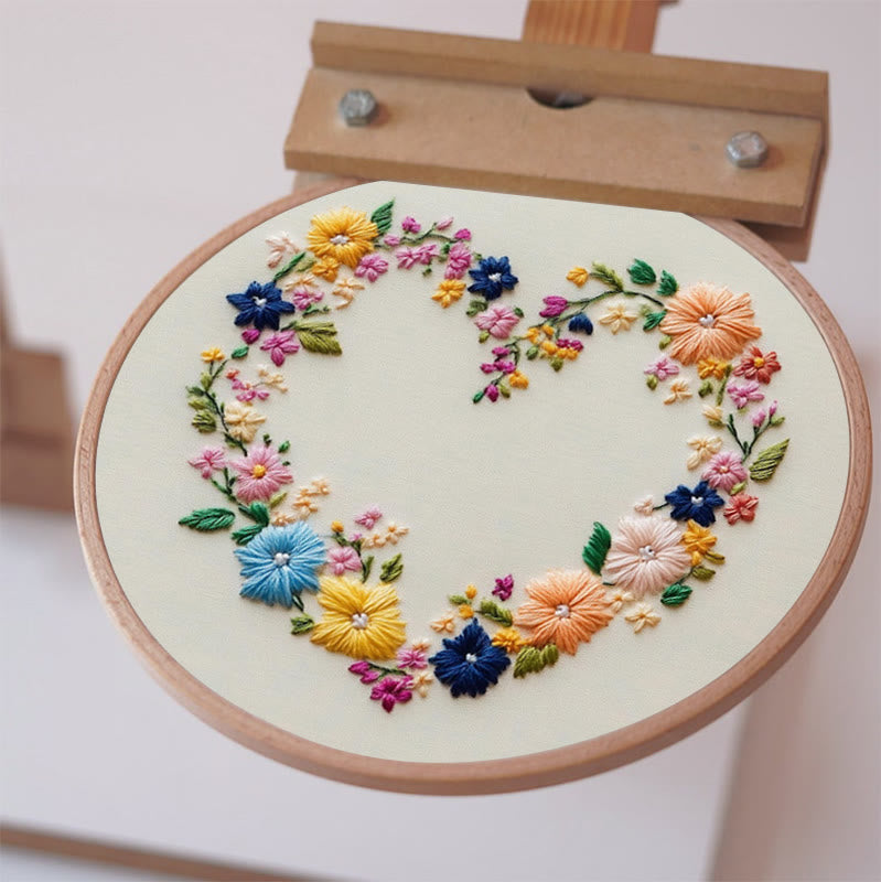 Rubbyoo Embroidery Kit - Vibrant Floral Wreath Heart | Beginner Friendly Craft - image 5