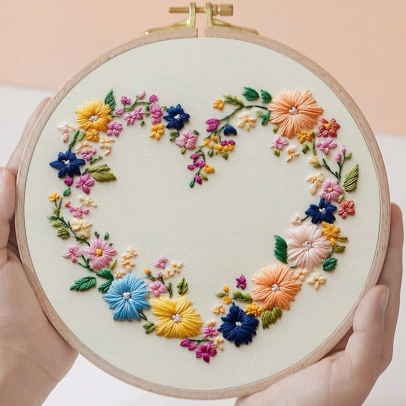 Rubbyoo Embroidery Kit - Vibrant Floral Wreath Heart | Beginner Friendly Craft - image 4