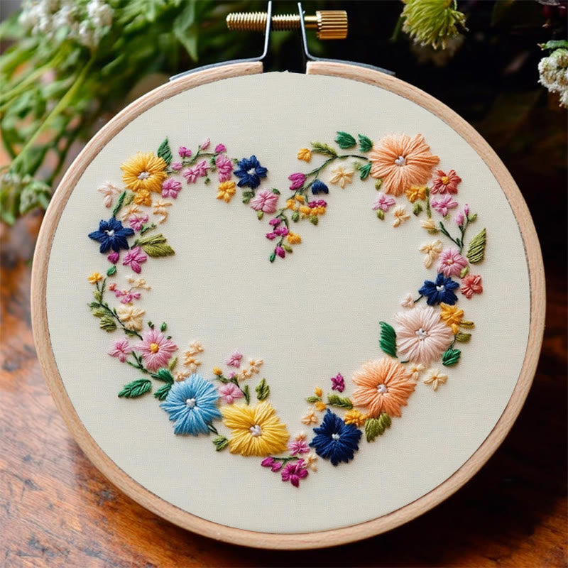 Rubbyoo Embroidery Kit - Vibrant Floral Wreath Heart | Beginner Friendly Craft - image 8