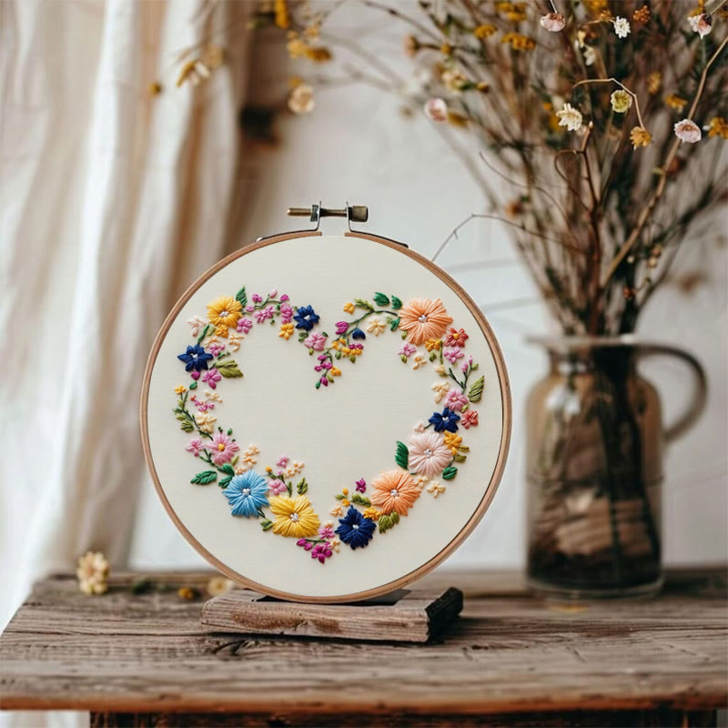 Rubbyoo Embroidery Kit - Vibrant Floral Wreath Heart | Beginner Friendly Craft - image 6