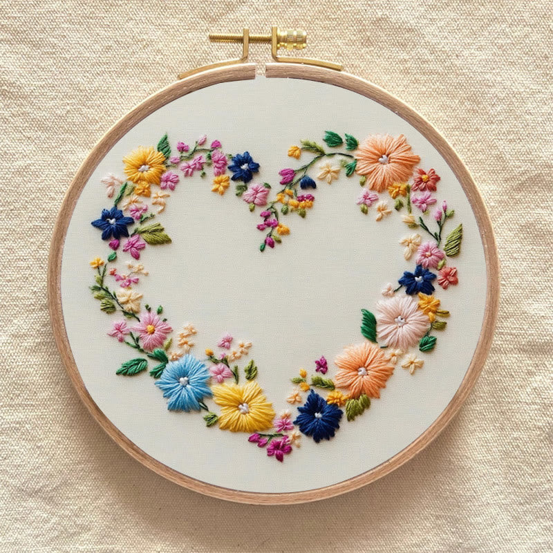 Rubbyoo Embroidery Kit - Vibrant Floral Wreath Heart | Beginner Friendly Craft - image 2