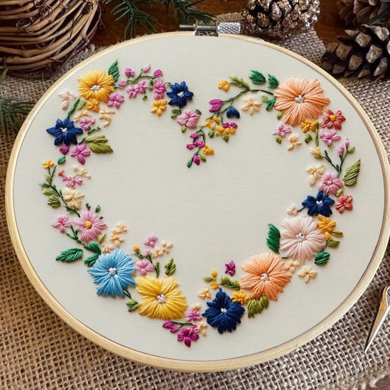 Rubbyoo Embroidery Kit - Vibrant Floral Wreath Heart | Beginner Friendly Craft - image 7