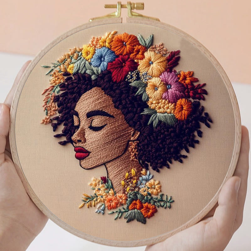 Rubbyoo Embroidery Kit - Floral  Woman | DIY Needlework Craft  - image 2