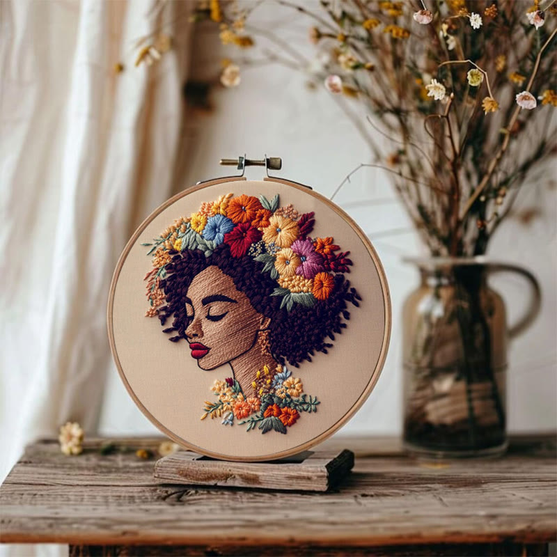 Rubbyoo Embroidery Kit - Floral  Woman | DIY Needlework Craft  - image 5