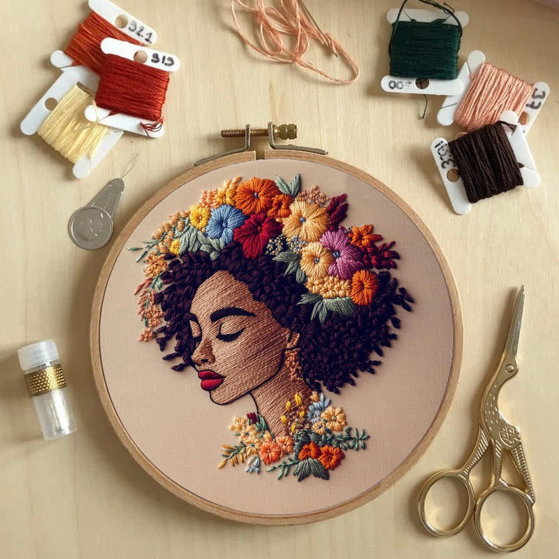 Rubbyoo Embroidery Kit - Floral  Woman | DIY Needlework Craft  - image 6