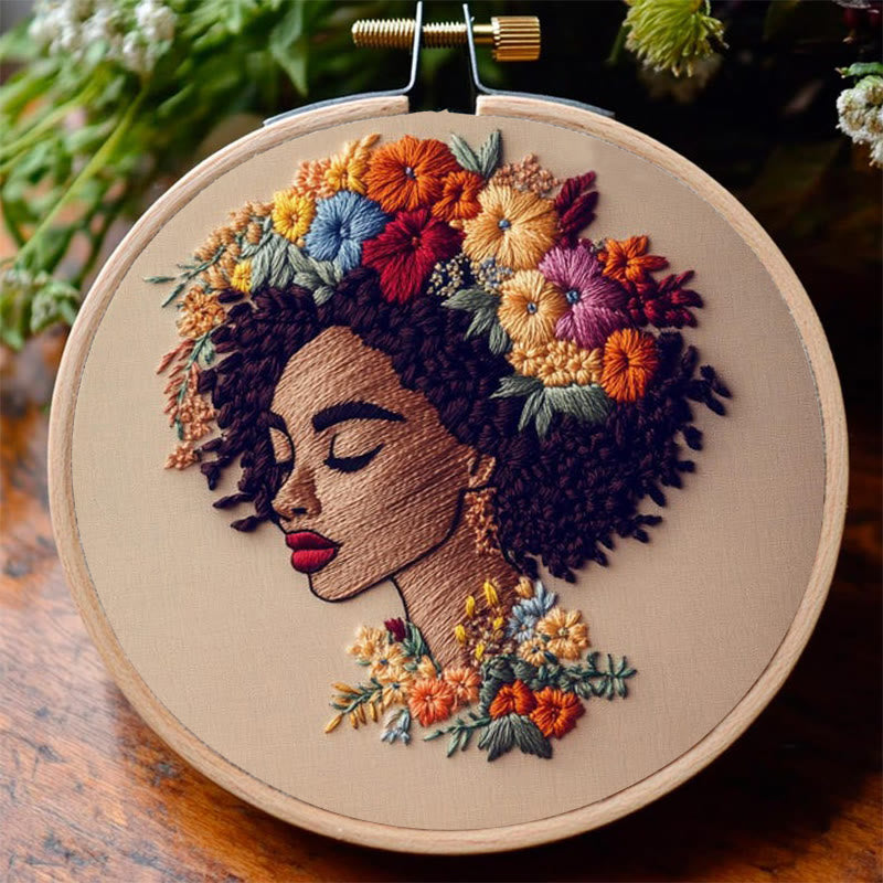 Rubbyoo Embroidery Kit - Floral  Woman | DIY Needlework Craft  - image 4
