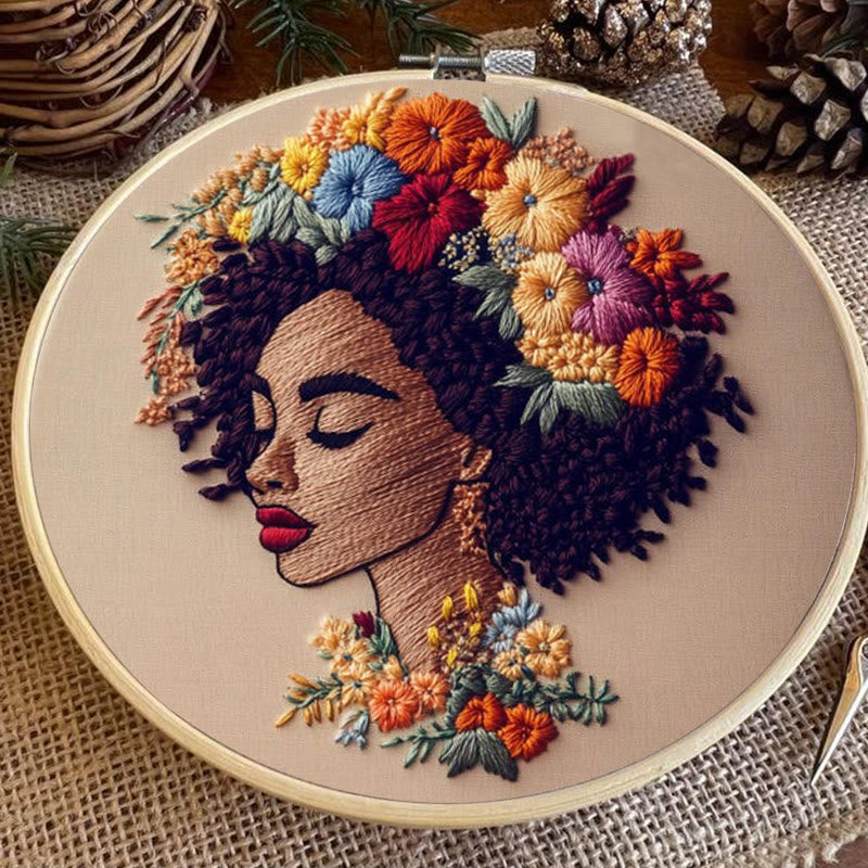 Rubbyoo Embroidery Kit - Floral  Woman | DIY Needlework Craft  - image 3