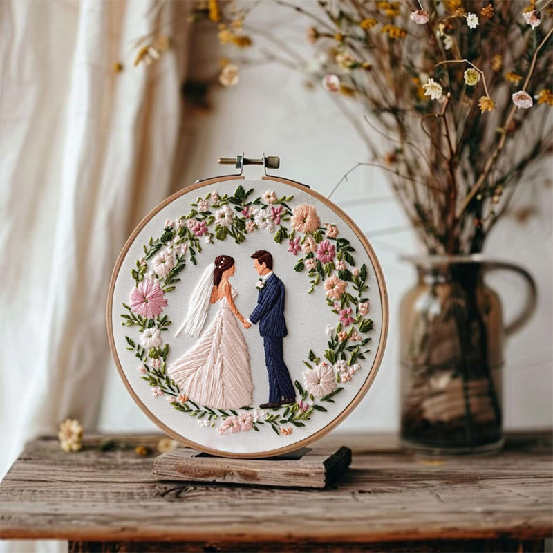 Rubbyoo Embroidery Kit - Bride And Groom Wedding | Unique Handmake Craft Gift - image 2