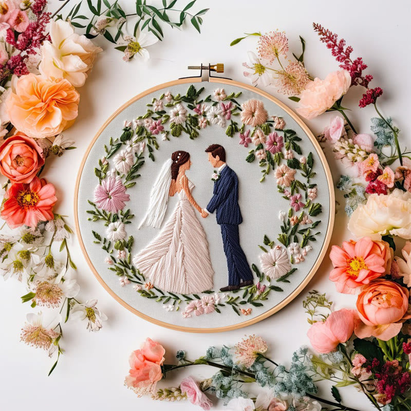 Rubbyoo Embroidery Kit - Bride And Groom Wedding | Unique Handmake Craft Gift - image 1