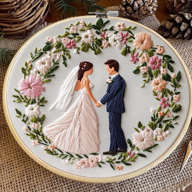 Rubbyoo Embroidery Kit - Bride And Groom Wedding | Unique Handmake Craft Gift - image 5