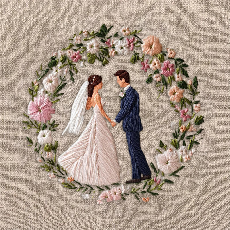Rubbyoo Embroidery Kit - Bride And Groom Wedding | Unique Handmake Craft Gift - image 9