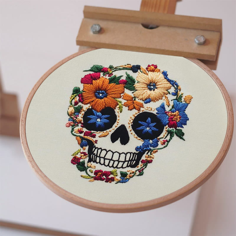 Rubbyoo Embroidery Kit -  Skull With Violet Flowers | Holiday Diy Craft Kit - image 7