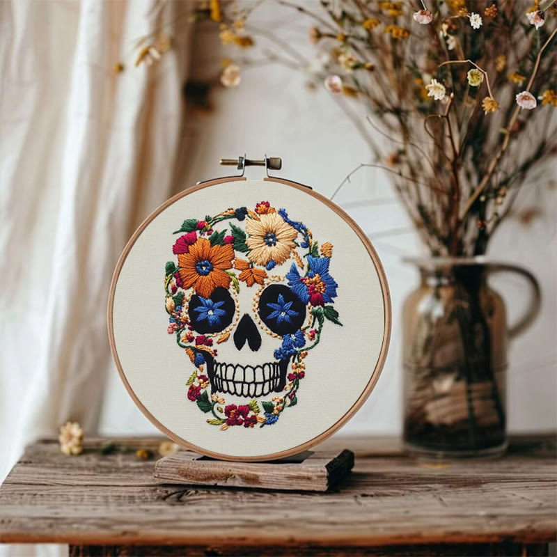 Rubbyoo Embroidery Kit -  Skull With Violet Flowers | Holiday Diy Craft Kit - image 5