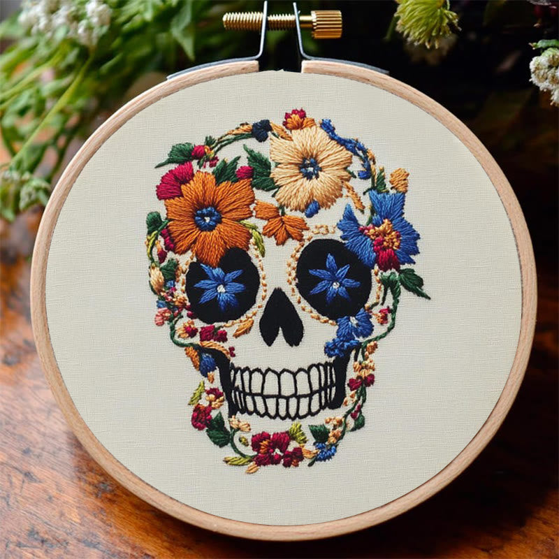 Rubbyoo Embroidery Kit -  Skull With Violet Flowers | Holiday Diy Craft Kit - image 4