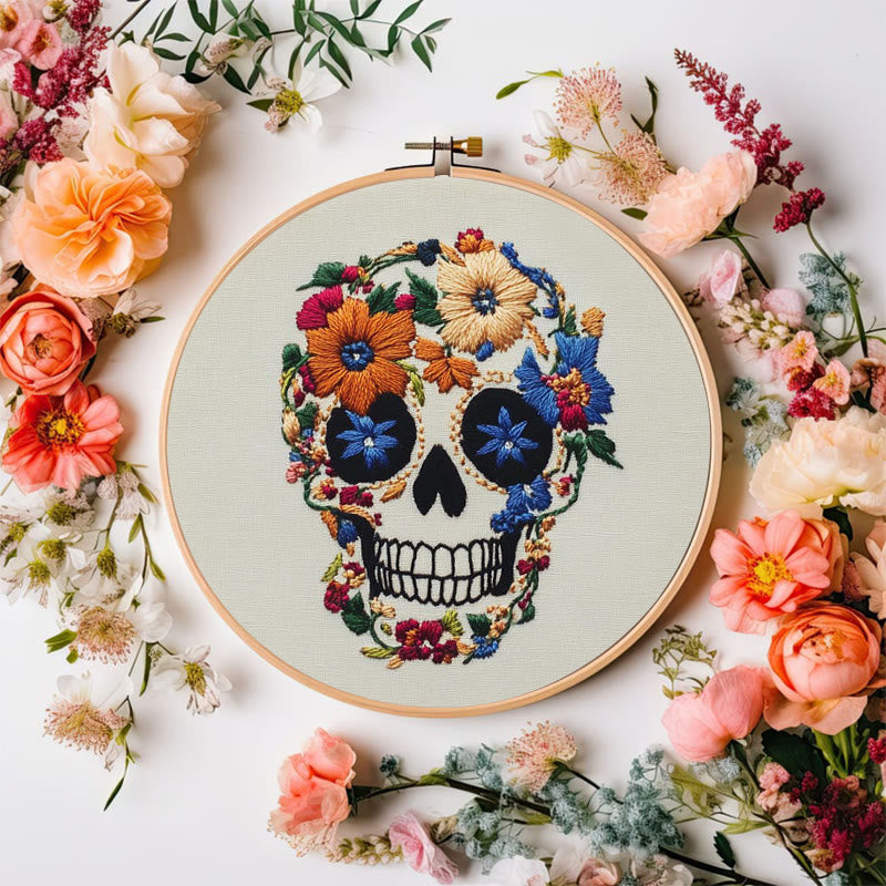 Rubbyoo Embroidery Kit -  Skull With Violet Flowers | Holiday Diy Craft Kit - image 6