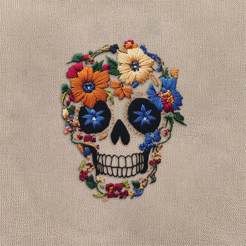 Rubbyoo Embroidery Kit -  Skull With Violet Flowers | Holiday Diy Craft Kit - image 9