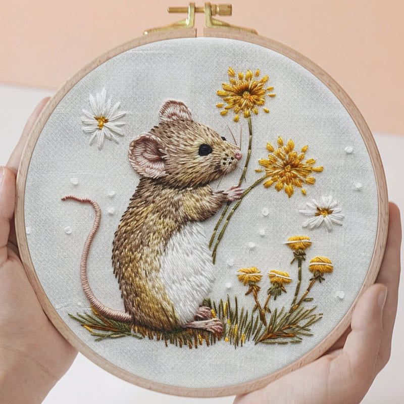 Rubbyoo Embroidery Kit - Mouse And Dandelion | Diy Craft Kit - image 7