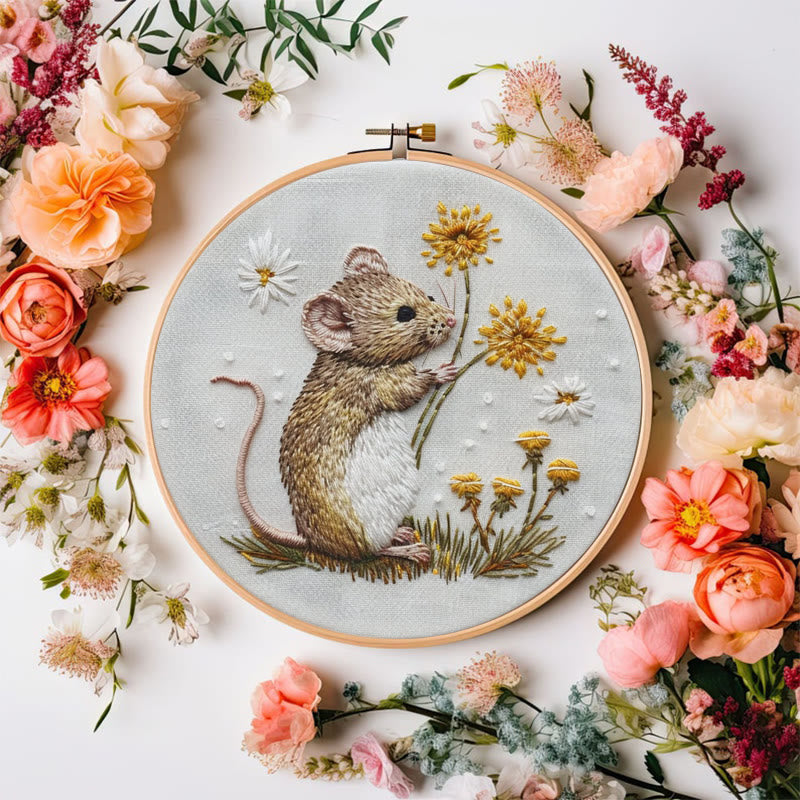 Rubbyoo Embroidery Kit - Mouse And Dandelion | Diy Craft Kit - image 6