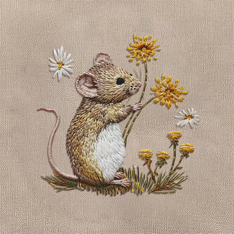Rubbyoo Embroidery Kit - Mouse And Dandelion | Diy Craft Kit - image 9