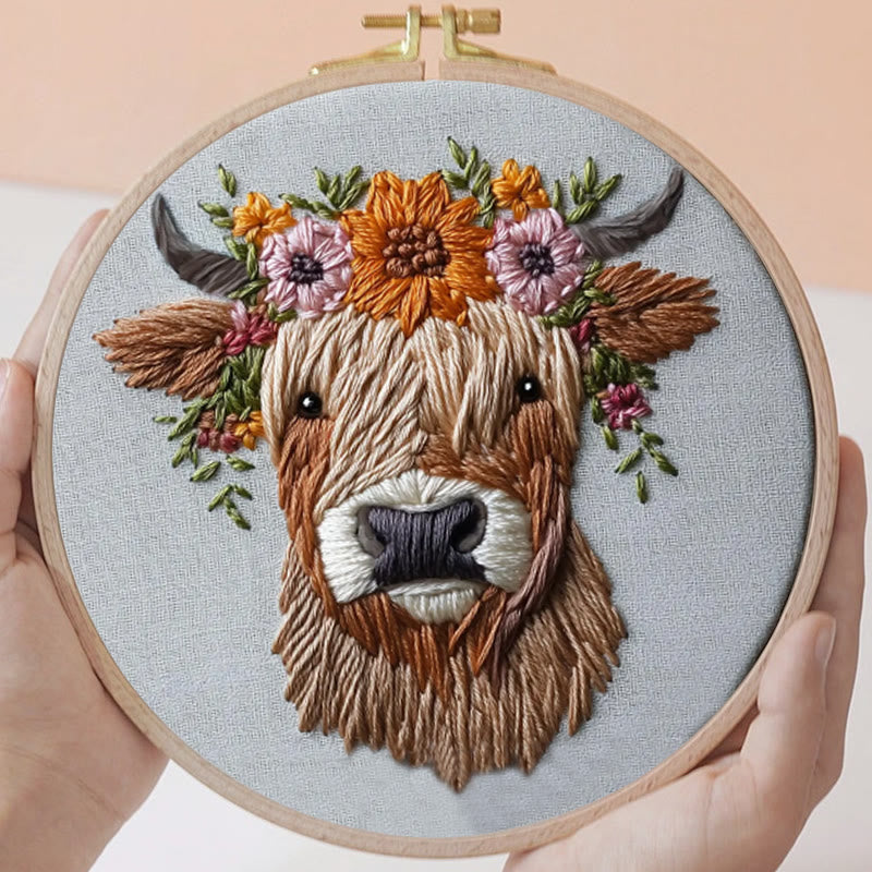 Rubbyoo Embroidery Kit - Floral Highland Cow | DIY Craft Kit - image 6