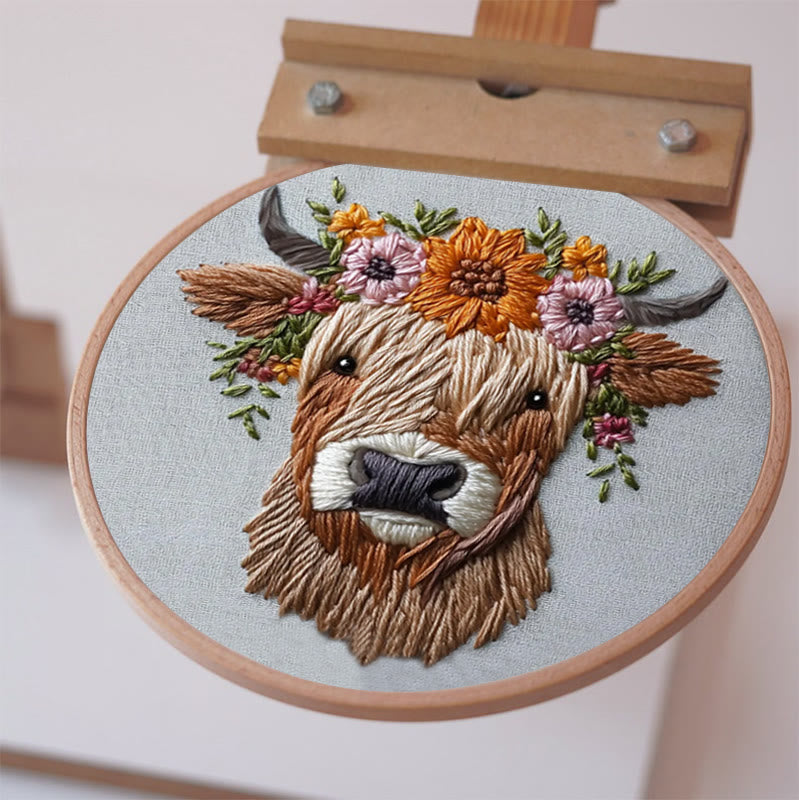 Rubbyoo Embroidery Kit - Floral Highland Cow | DIY Craft Kit - image 5