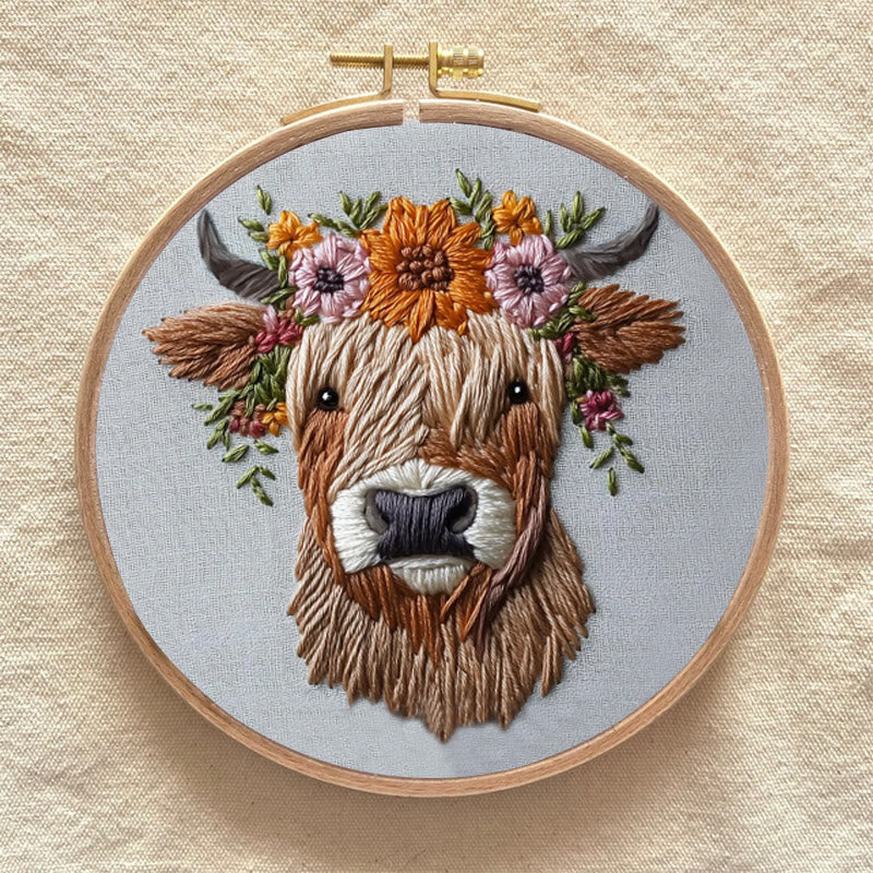 Rubbyoo Embroidery Kit - Floral Highland Cow | DIY Craft Kit - image 8