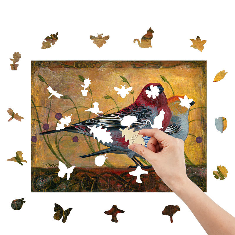 Golden Magpie Bird - Wooden Jigsaw Puzzle - image 5