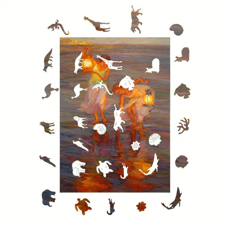 Girls Playing On The Beach - Wooden Jigsaw Puzzle - image 5