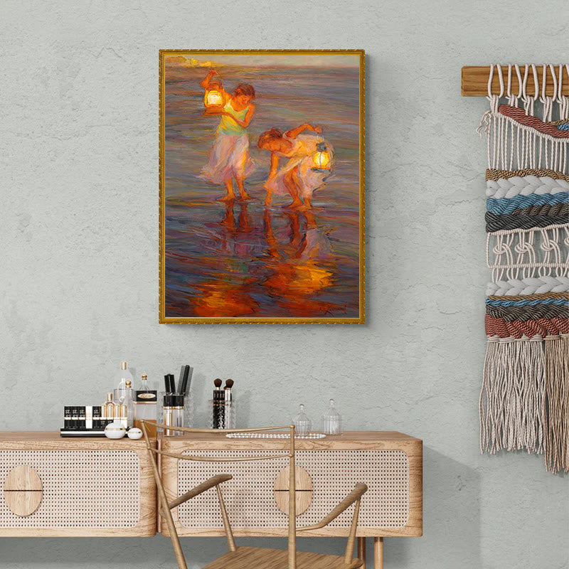 Girls Playing On The Beach - Wooden Jigsaw Puzzle - image 2