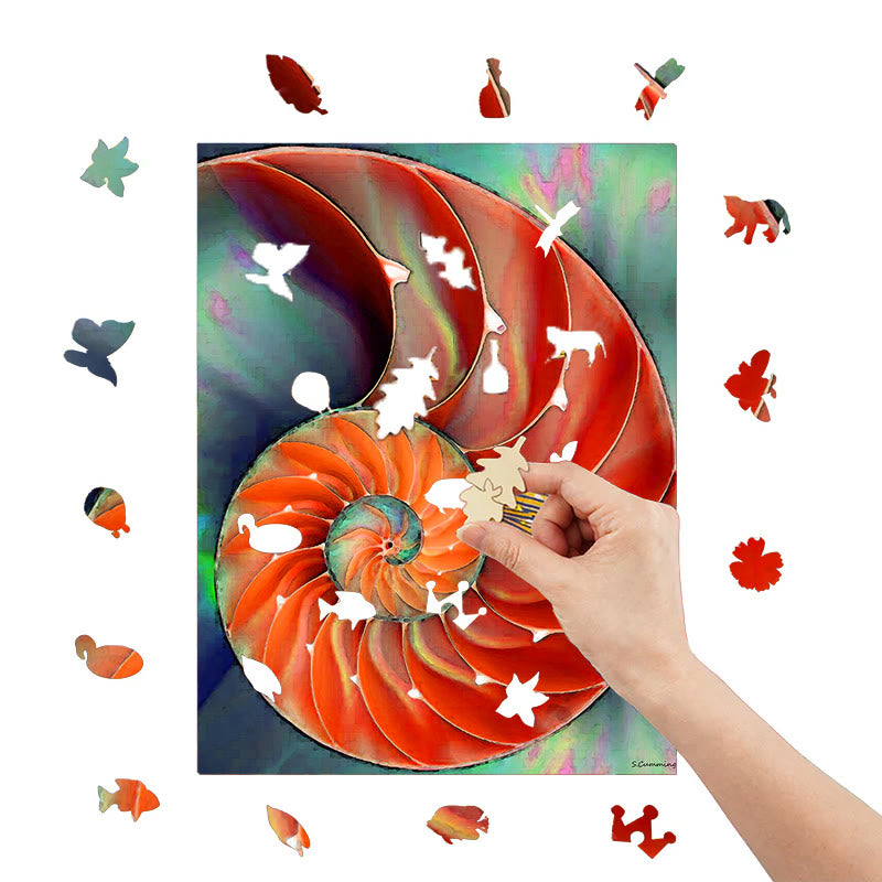 Nautilus Shell - Wooden Jigsaw Puzzle - image 6