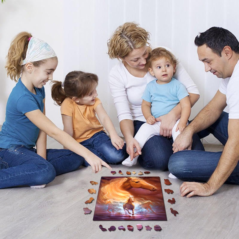  Running Horses - Wooden Jigsaw Puzzle - image 1