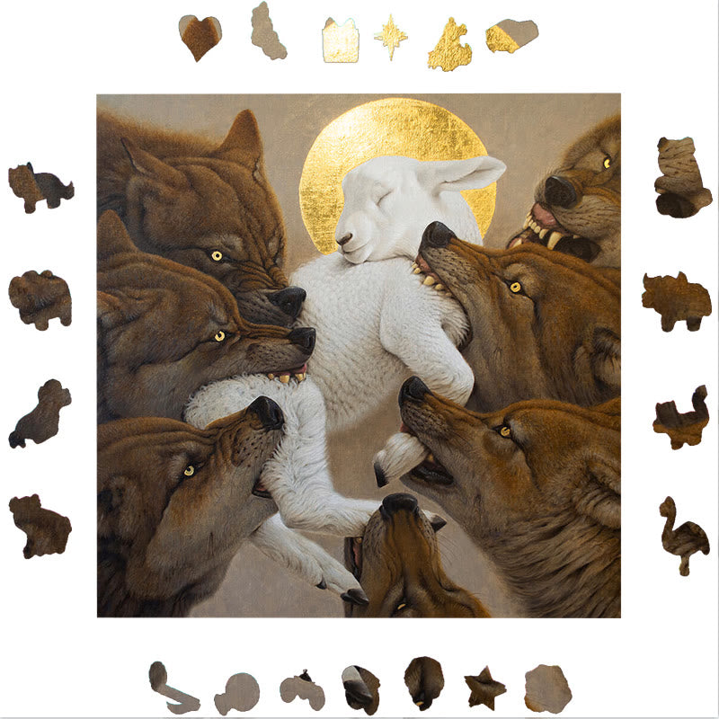 The Battle Of Wolves - Wooden Jigsaw Puzzle - image 5