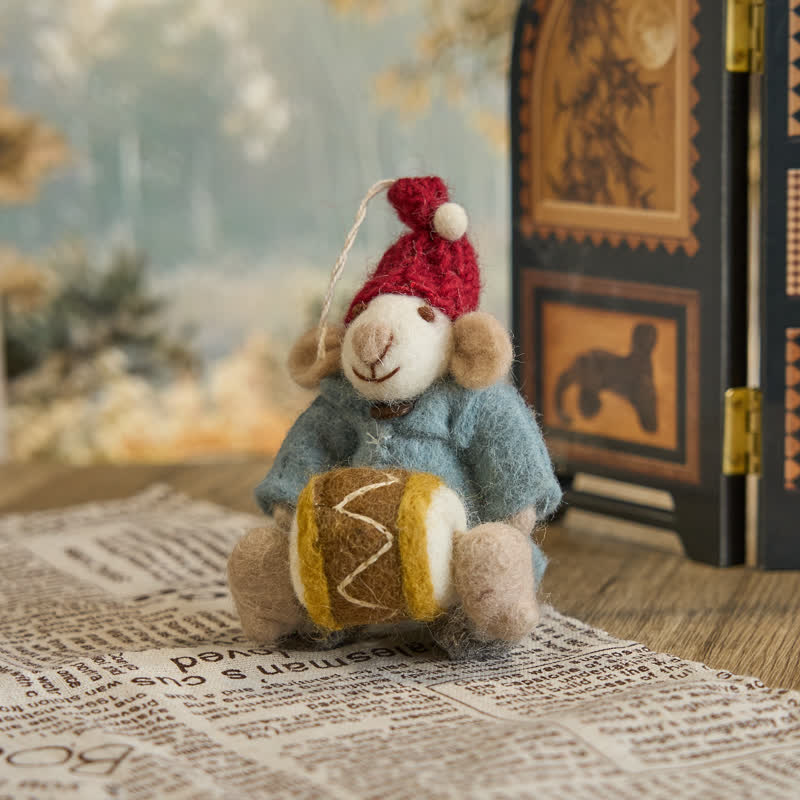 Needle Felted Small Orchestra Mouse with Drum - Felted Animal | Nature Lover Gift - image 2