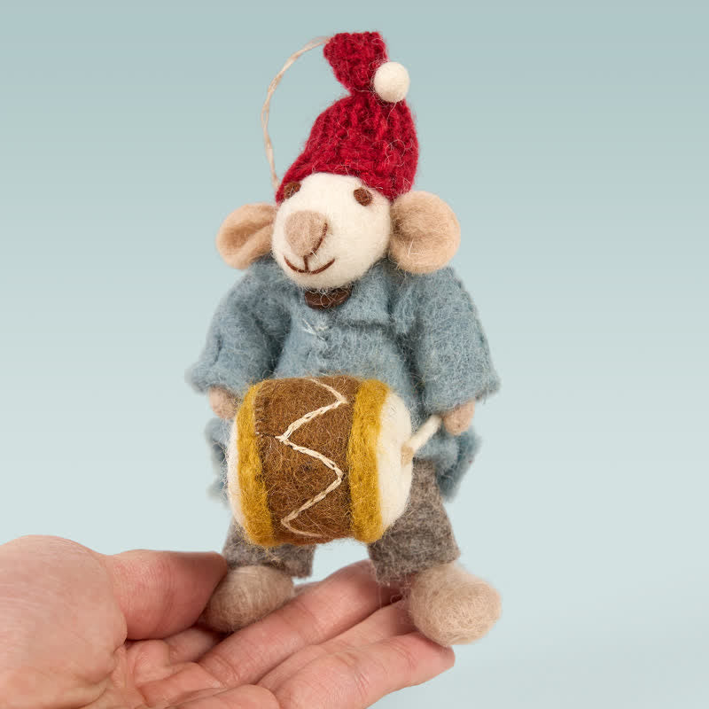Needle Felted Small Orchestra Mouse with Drum - Felted Animal | Nature Lover Gift - image 3