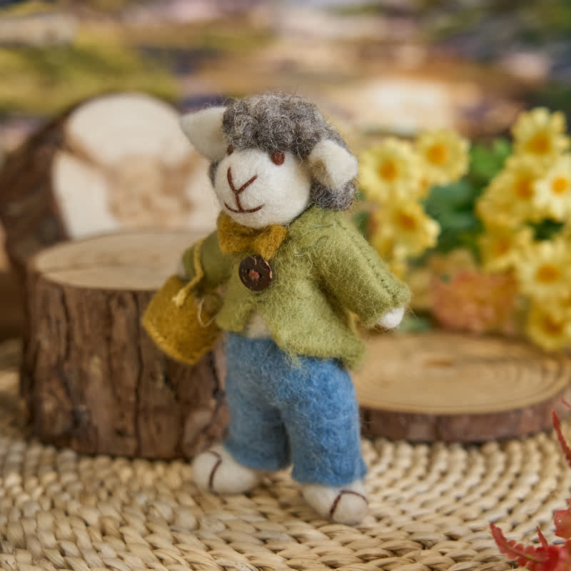 Needle Felted A Sheep Ornament With A Basket Full Of Eggs - Felted Animal | Nature Lover Gift - Felted Animal - image 0