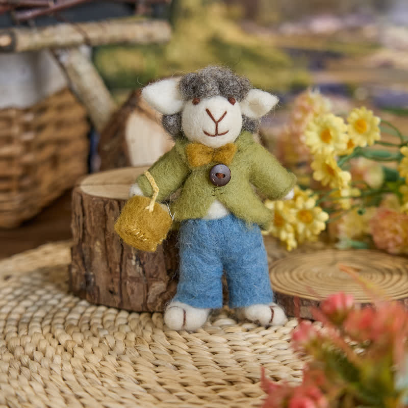 Needle Felted A Sheep Ornament With A Basket Full Of Eggs - Felted Animal | Nature Lover Gift - image 1