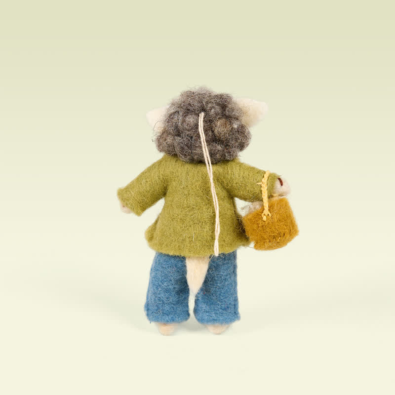 Needle Felted A Sheep Ornament With A Basket Full Of Eggs - Felted Animal | Nature Lover Gift - image 6