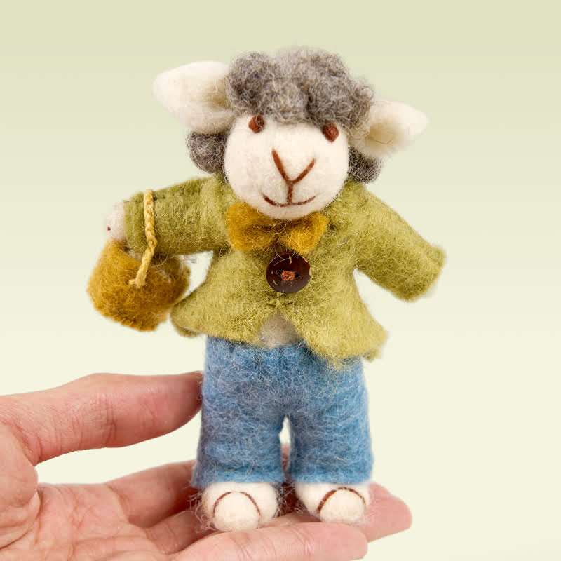 Needle Felted A Sheep Ornament With A Basket Full Of Eggs - Felted Animal | Nature Lover Gift - image 7