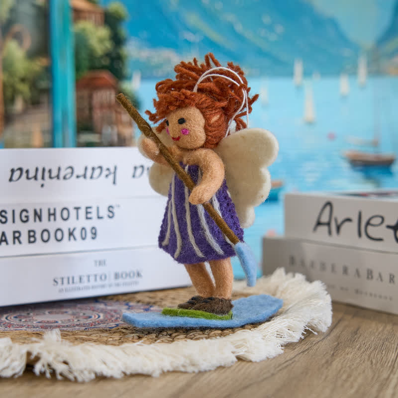 Needle Felted Paddle Board Girl  - Handmade Doll Gift|  Made With Love-felted| Wool Angel Decor - image 2