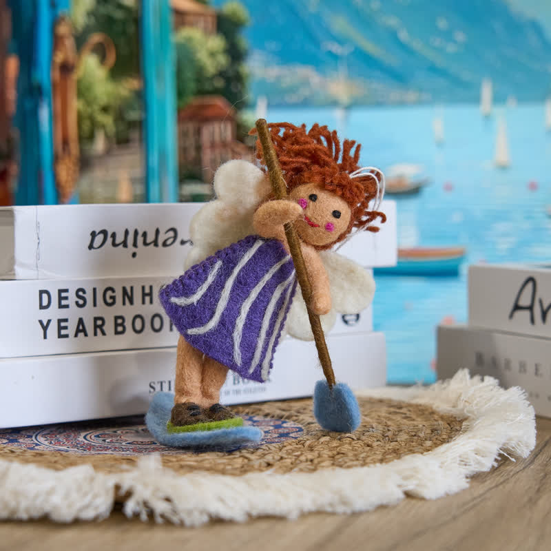 Needle Felted Paddle Board Girl  - Handmade Doll Gift|  Made With Love-felted| Wool Angel Decor - Paddle Board Girl - image 0