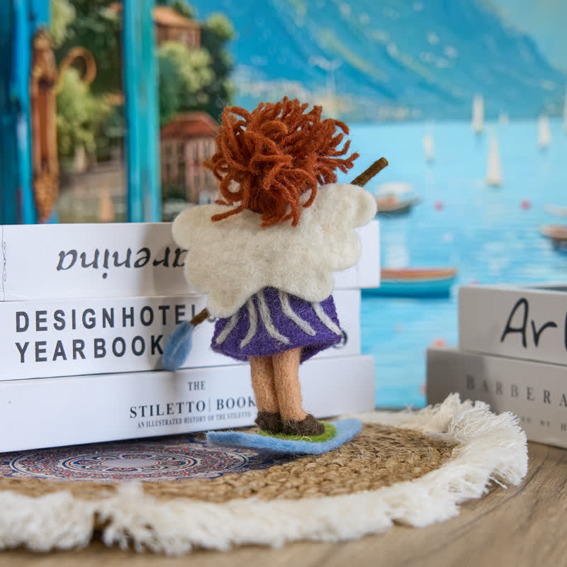 Needle Felted Paddle Board Girl  - Handmade Doll Gift|  Made With Love-felted| Wool Angel Decor - image 3