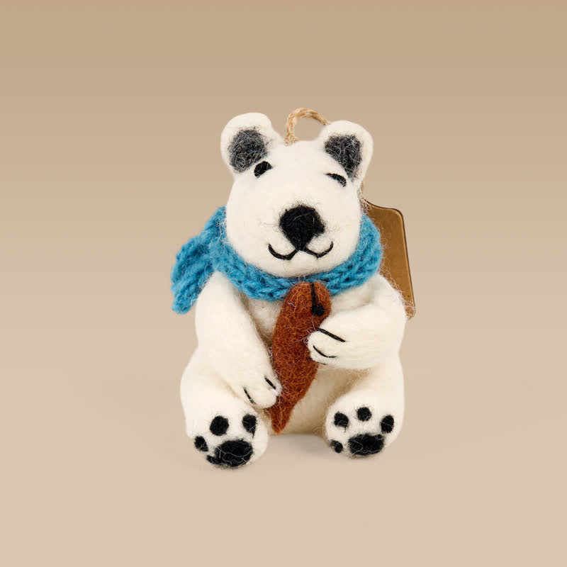 Needle Felted Polar Bear - Animal Ornament | Nature Lover Gift| Handmade Decoration - image 5